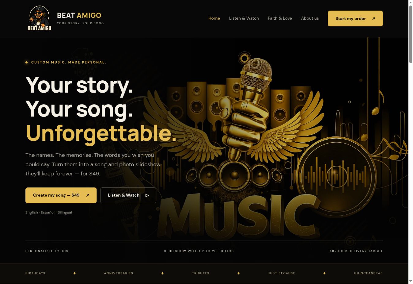 Screenshot of the Beat Amigo website