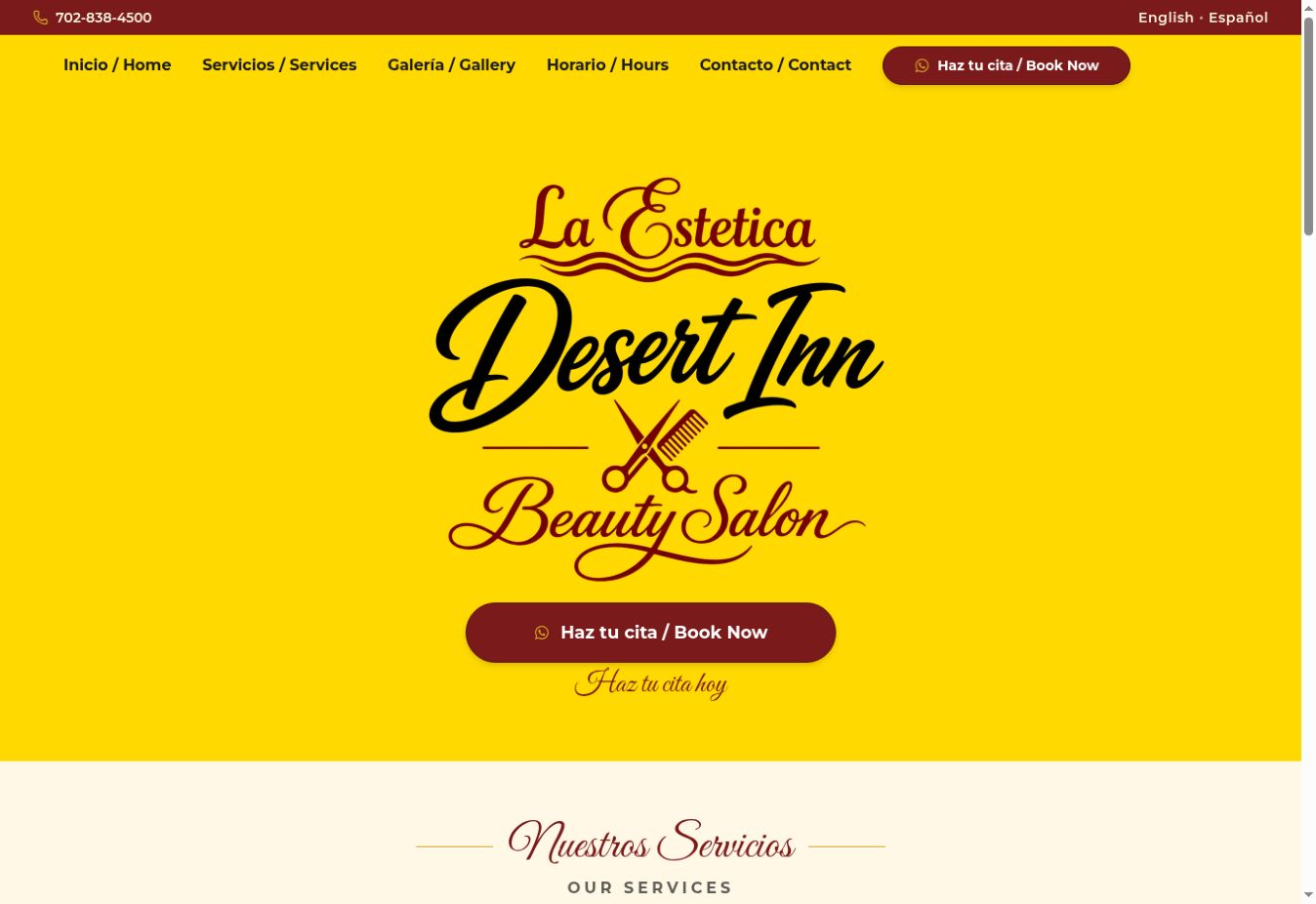 Screenshot of the La Estética Desert Inn website