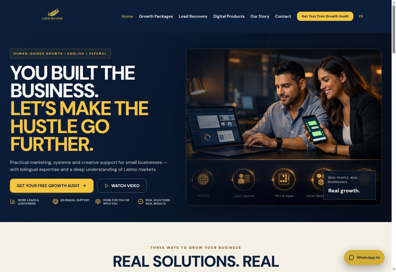 Screenshot of the Latin Success Network website