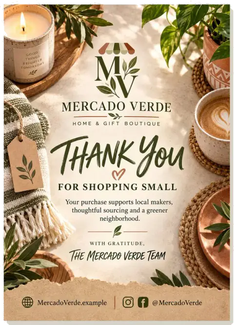 Thank-you card — Mercado Verde
