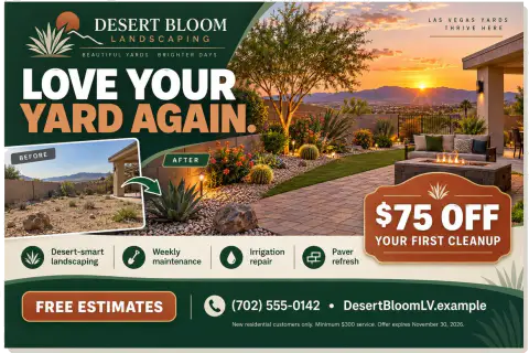 Promotional postcard — Desert Bloom Landscaping