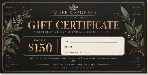 Gift certificate — Ember & Sage Spa