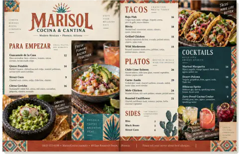 Restaurant menu — Marisol
