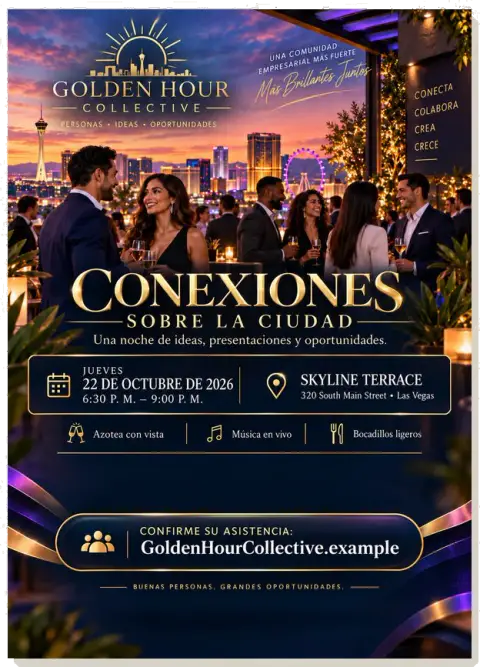 Invitación a evento — Golden Hour Collective
