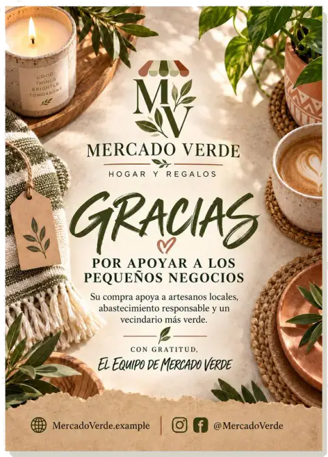 Tarjeta de agradecimiento — Mercado Verde