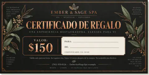 Certificado de regalo — Ember & Sage Spa