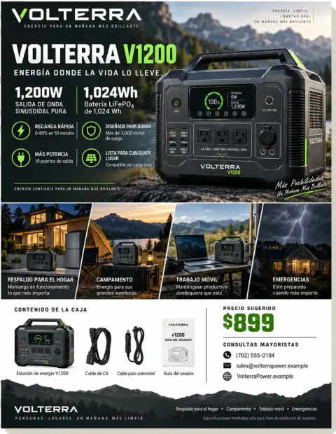 Ficha comercial de producto — Volterra